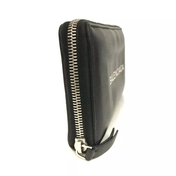 BALENCIAGA Everyday Leather Zip Around Long Wallet Black/4BC0390 - Picture 2 of 8